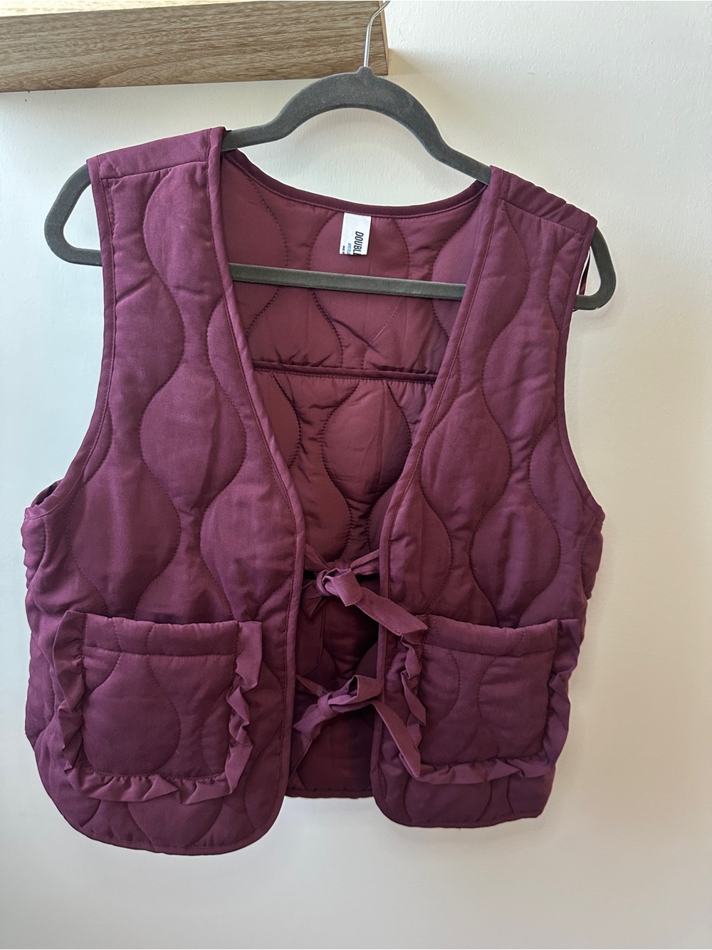 Quilted Plum Tie-Front Vest